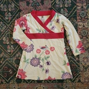 TEA COLLECTION Floral Blossom Long Sleeve Taiyo Wrap Baby Girl Tunic Dress